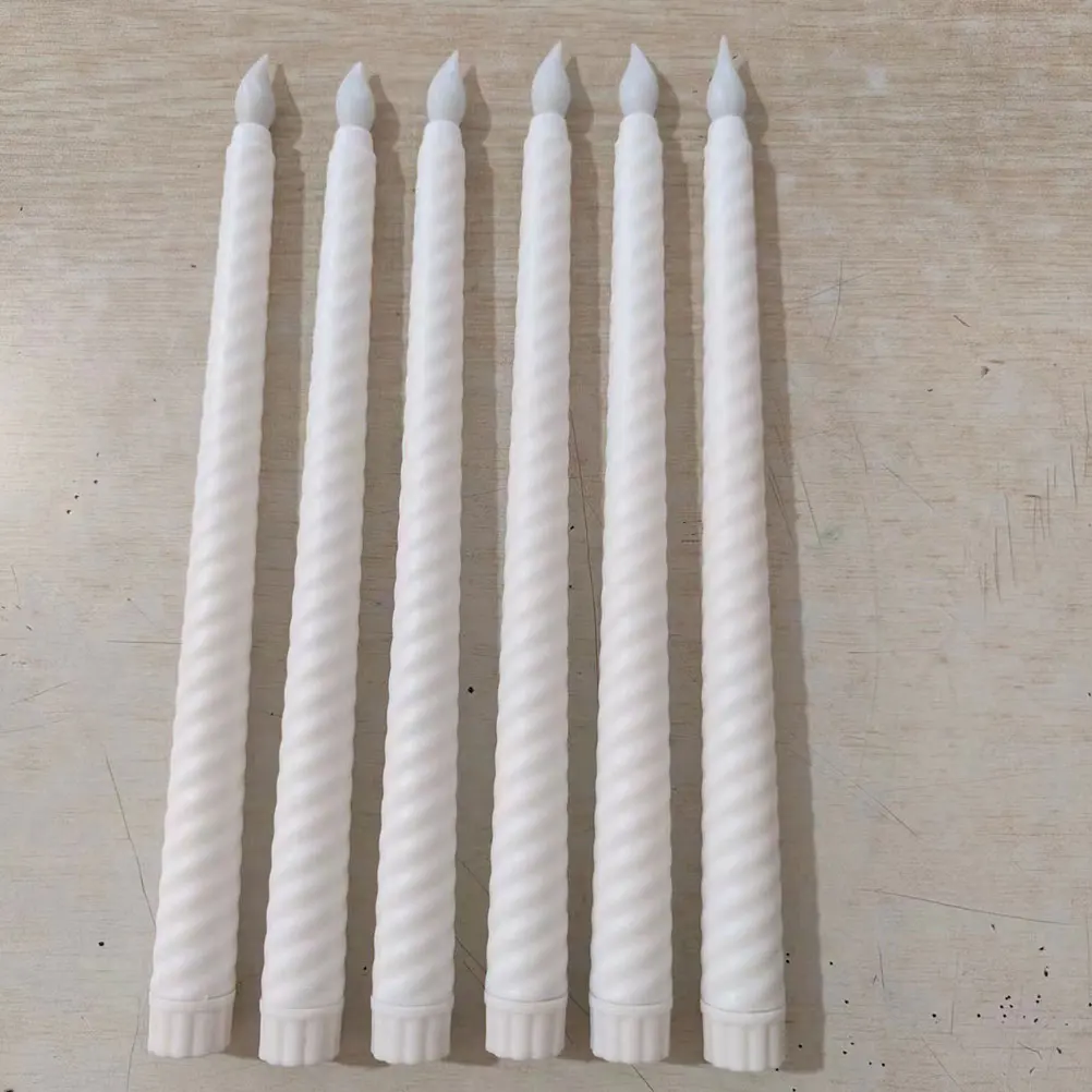 

6Pcs Flameless Spiral Taper Candles Operated LED Lights Wedding Birthday Home Holiday Decorative Lights
