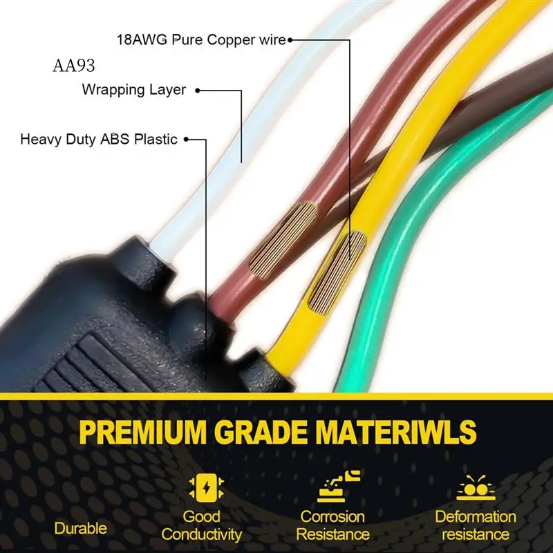 

AA-26FT Trailer Wiring Harness Kit, 4 Pin 5 Wire Trailer Wiring Harness, Boat Trailer Wiring Harness,Flat Trailer Connector