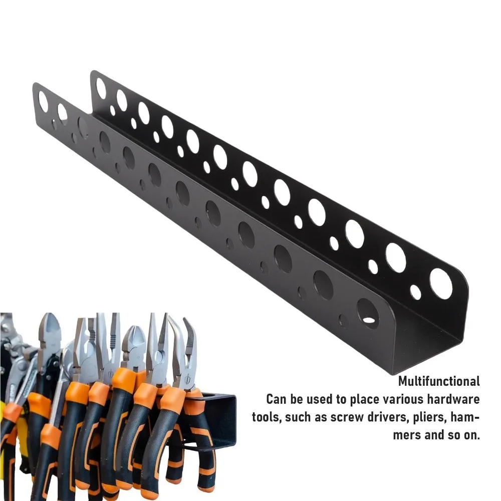 Durable Carbon Steel Wall Tool Rack Wall Mounted Space Saving Tool Storage Rack Tool Organizer Holder Workshop Shed