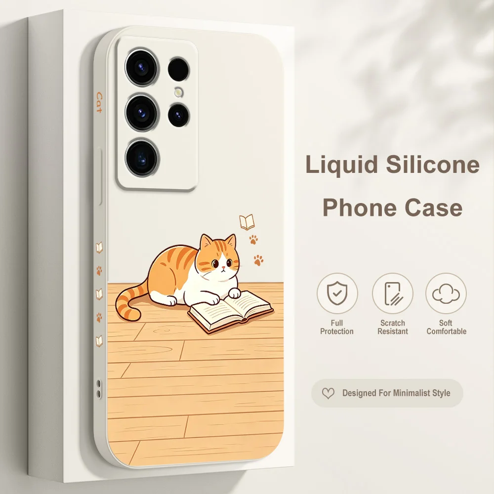 Bookish Purr Phone Case For Samsung Galaxy S26 S25 S24 S23 S22 S21 S20 S10 FE Plus Ultra Silicone Soft Cover