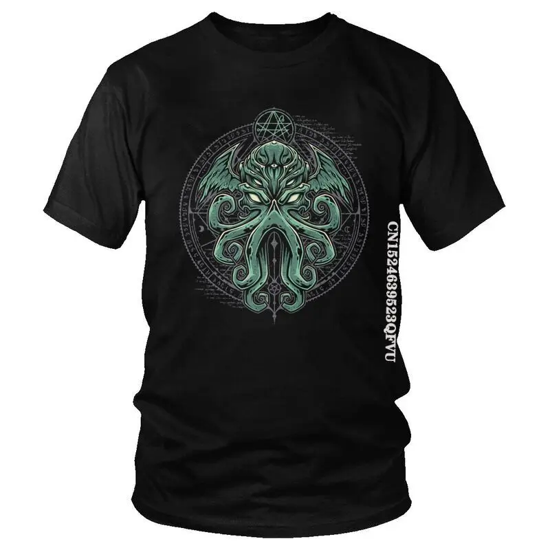 Great Cthulhu T Shirts Men Fashion T Shirt Cotton Oversized Horror Movie Lovecraft Tshirt Unique Tees Tops Fast Shipping