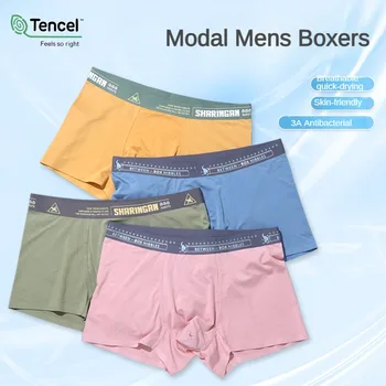 TENCEL 남성 트렁크 속옷™모달 항균 수분 흡수 언더팬츠, 미드 웨이스트 심리스 남성 복서 