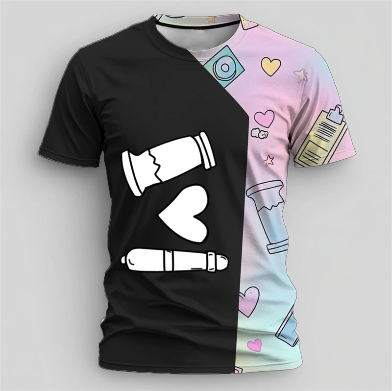 

Модные футболки с униформой медсестры для косплея, летние повседневные футболки с короткими рукавами и 3D принтом, свободные дышащие футболки для мужчин и женщин