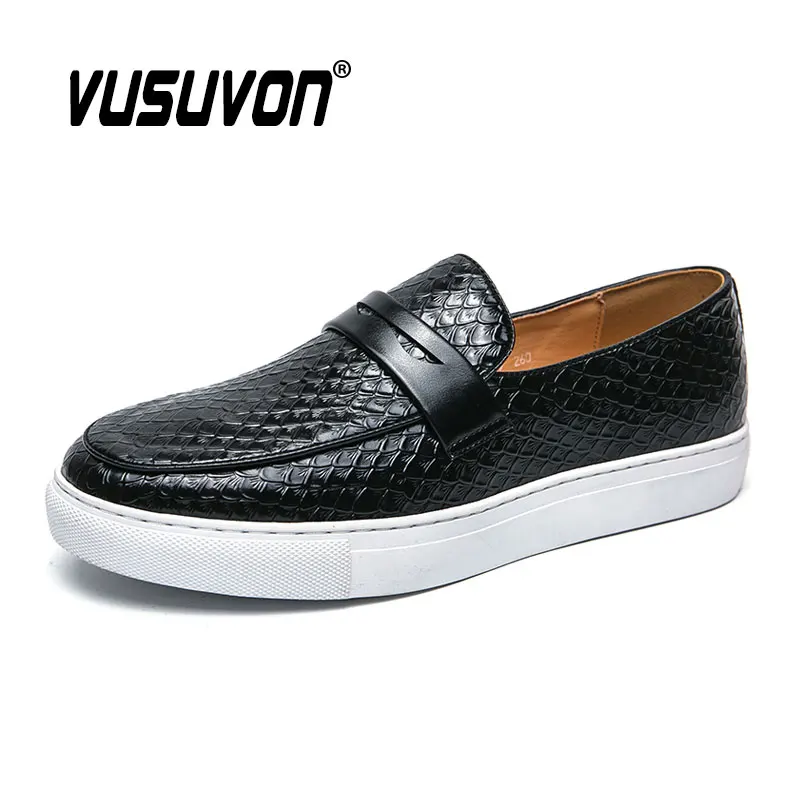 Fashion Men Penny Loafers Students Breathable Leather Boys 38-46 Size Black Soft Outdoor Casual Summer Mules Dress Work Flats