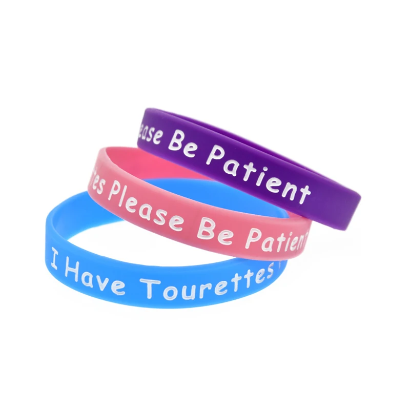 50 Pcs I have Tourettes Please be patient Silicone Wristband Medical Bangle Unisex