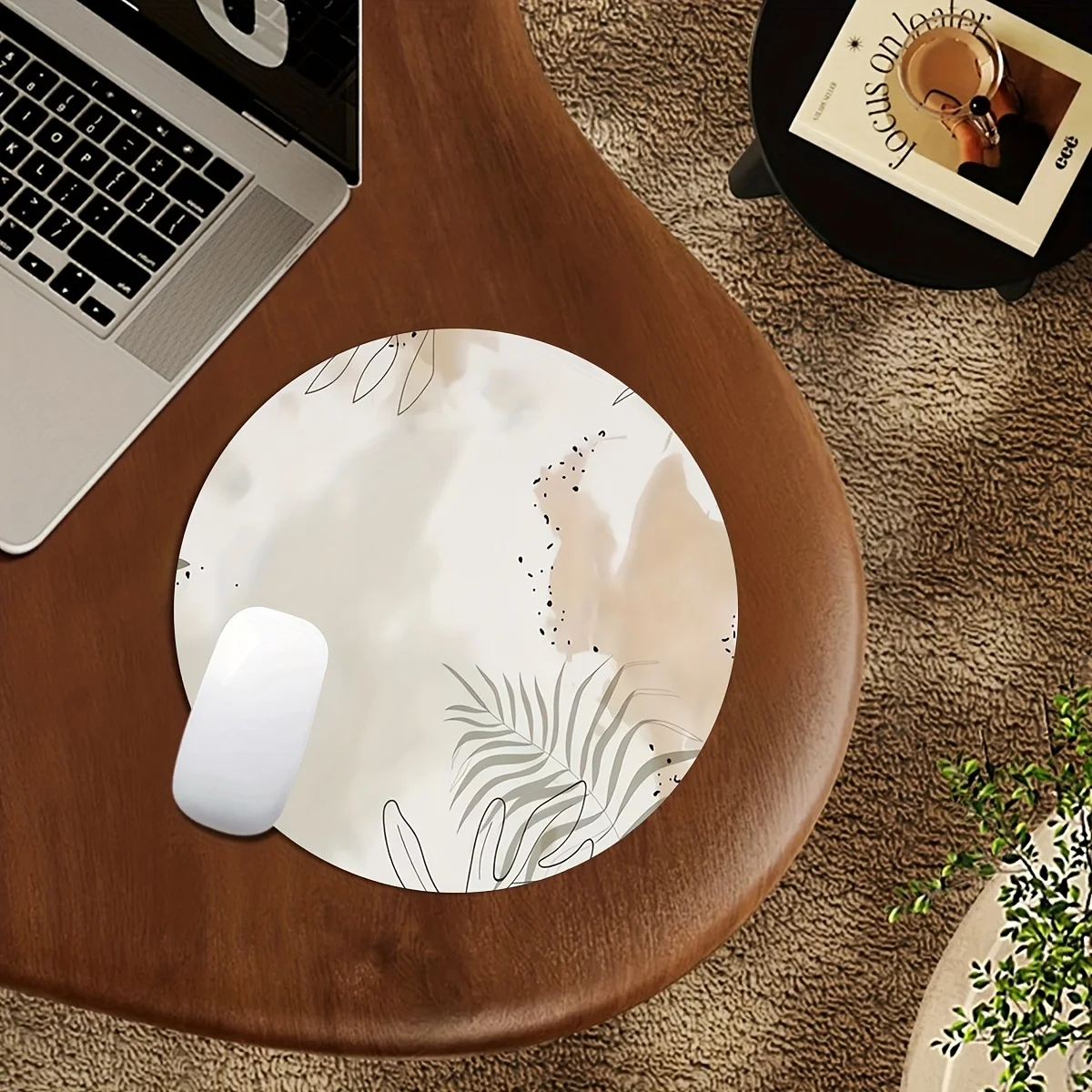 Morandi Abstract Round Mouse Pad Non-Slip Rubber Washable Ergonomic Office Computers Laptops Desk Pad Gamer Setup Decoration
