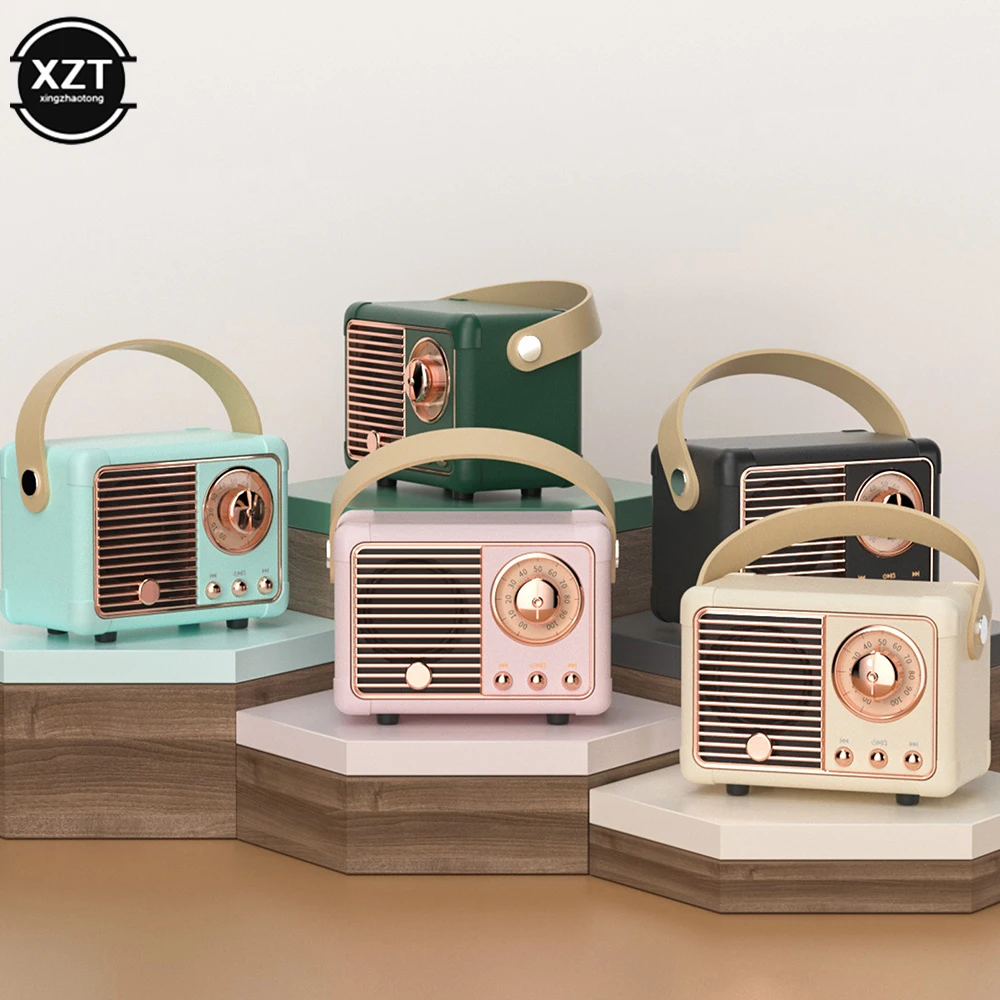 Retro Wireless Bluetooth-Compatible Speaker Vintage FM Radio Portable USB Interface Classical Decoration Speakers Music Player