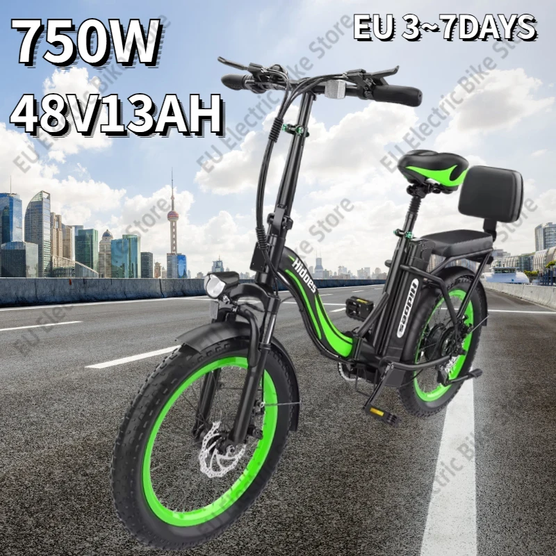 Electric Bike 750W Brushless Motor 48V13AH Lithium Battery City travel Folding Ebike Adult Mountain 20-In Tire Electric Bicycle