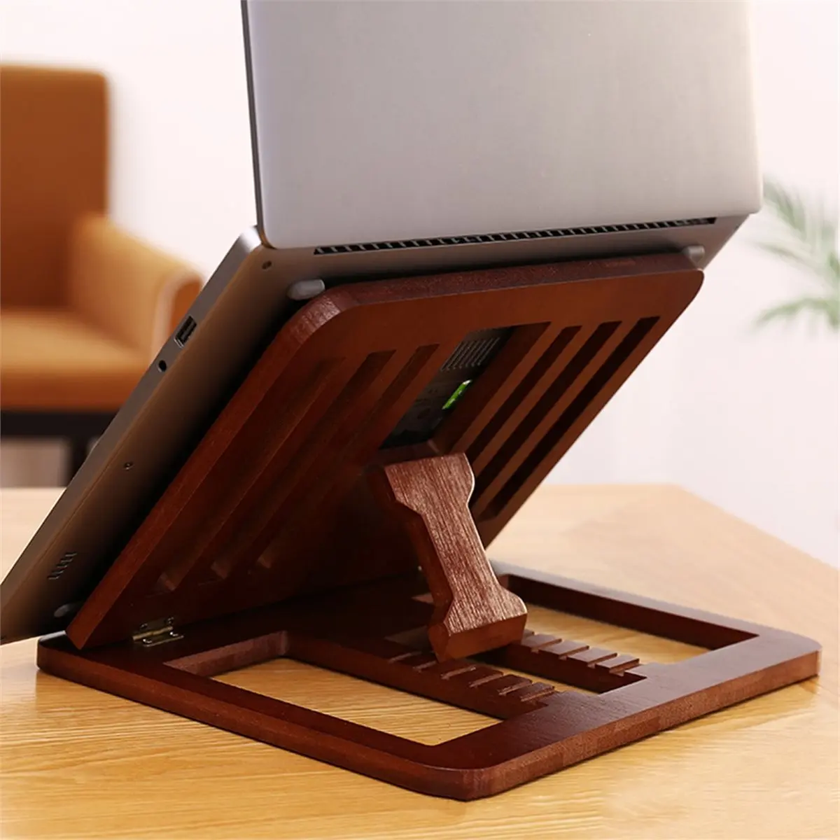 Laptop Wooden Folding Vertical Stand Portable Tablet Holder Desktop Lifting and Heightening Heat Releasing Home Office