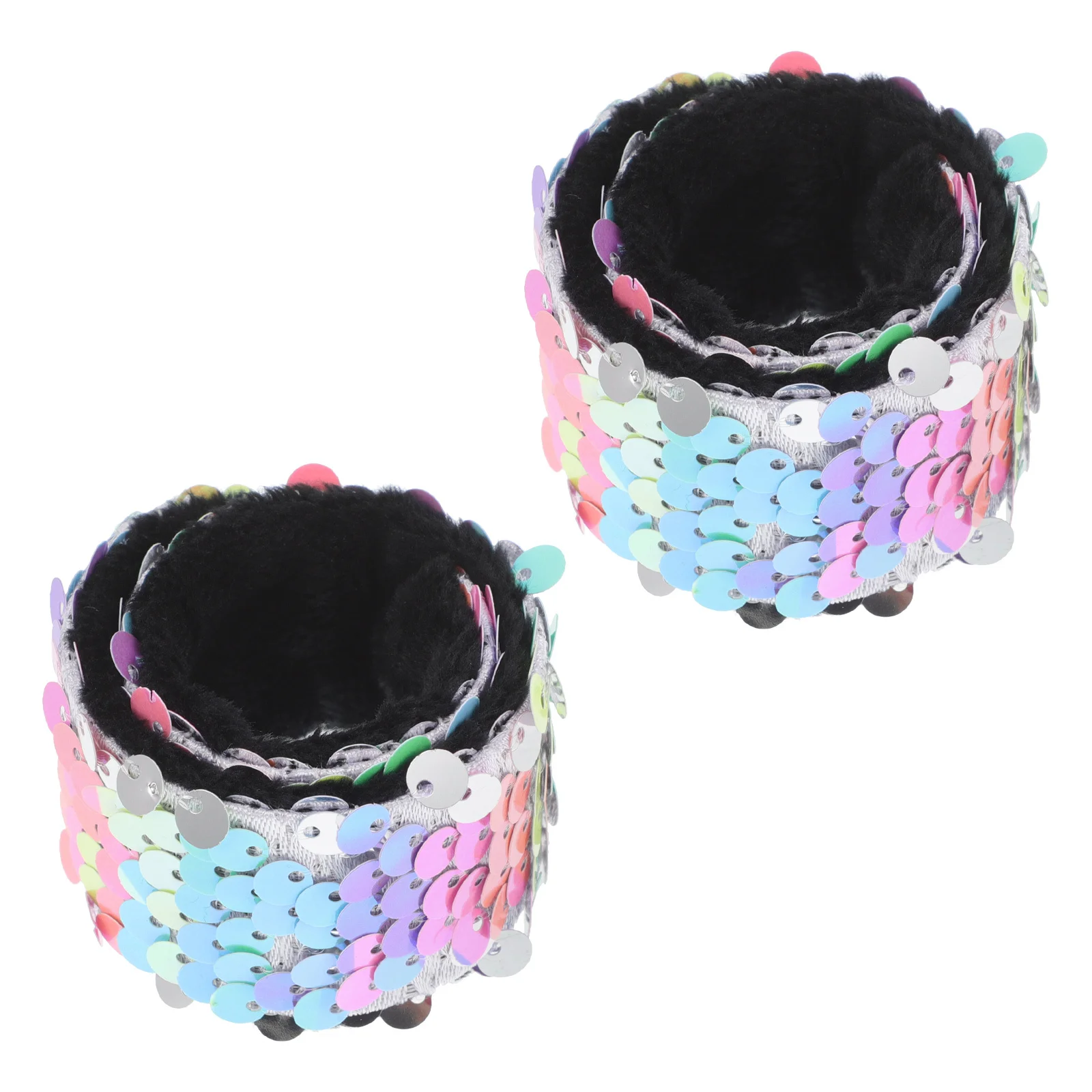 2Pcs Kids Holographic Sequin Slap Bracelets Large Size Glitter Wristbands Party Favors Classroom Rewards Halloween Favors