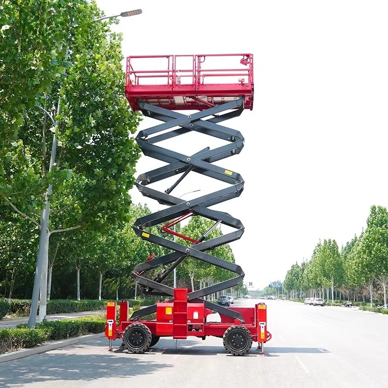 Heavy Load Four Wheels Outside 4X4 Electric  Scissor Lift Platform High Quality Best Price