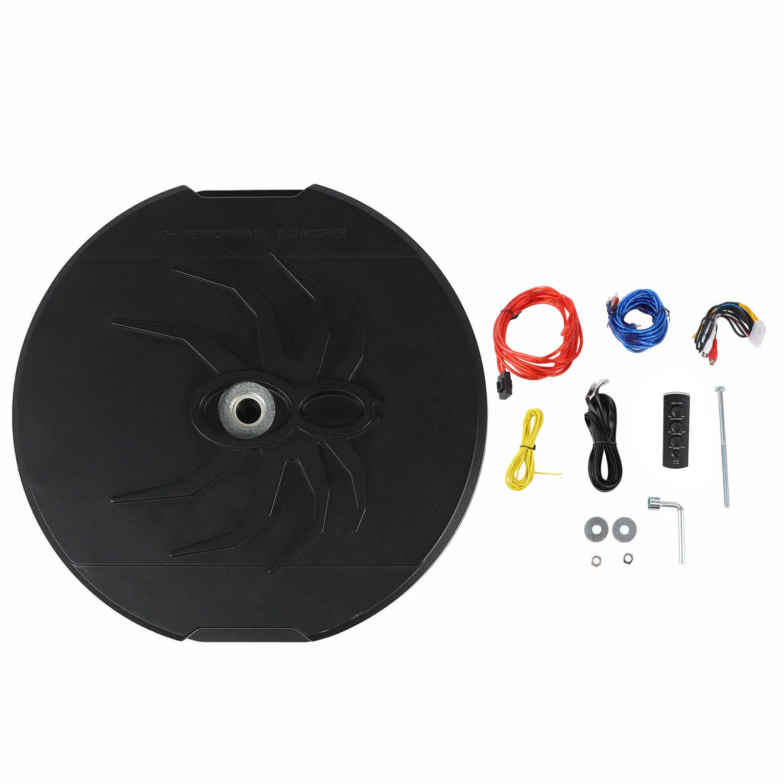 12in Auto Active 400W RMS Spare Tire Subwoofer Safety 4 Ohm Spare Tire Subwoofer Adjustable Input Sensitivity for Vehicle