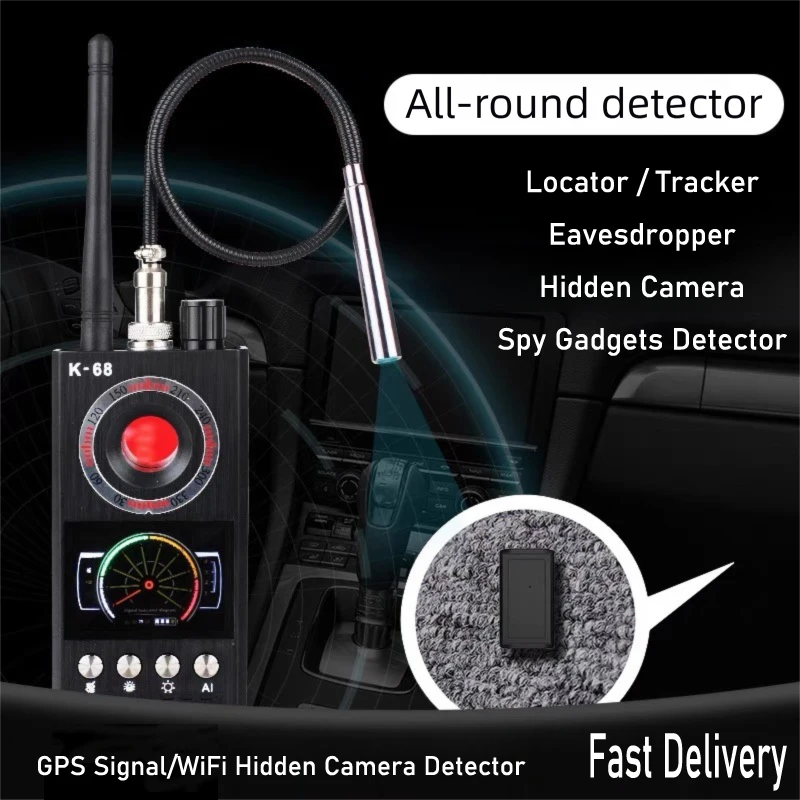 

K68 Professiona Anti Spy Camera Detector Multi-Band RF Signal Bug Detection GPS Trackers Finder for Hotels/Conferences/Vehicles