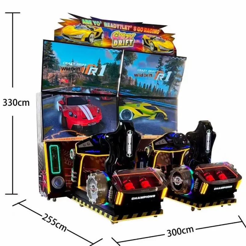 2026 New Large Adult Dynamic Racing Game Machine 4K HD Vibration Feedback Metal Acrylic Double Player Wild Drift  Customized