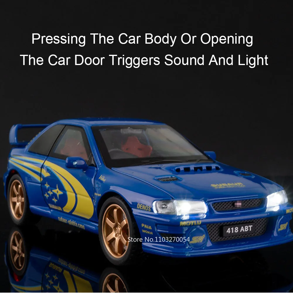 1:32 Subaru Impreza Honda NSX Metallo Pressofuso Giocattoli Modello di Auto Musica Luce Tirare Indietro 4 Porte Aperte Veicolo Regalo Di Natale Per Bambini