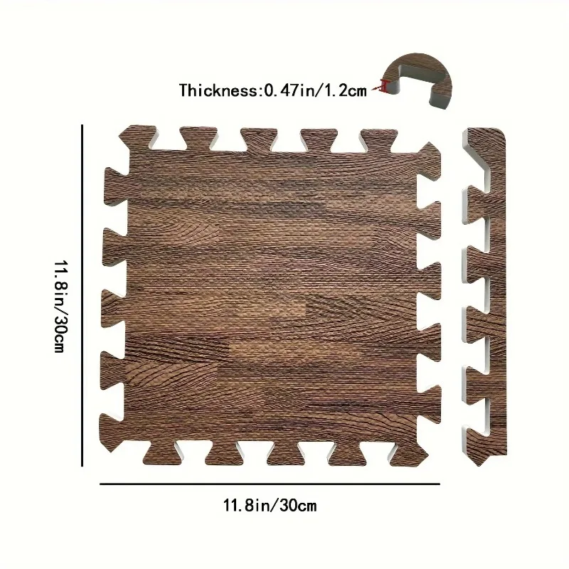 Non-Slip Floor Mat 4-12pcs Wood Grain Puzzle Floor Foam Carpet, Bedroom Splicing Mat Children Floor Mats for Home, Gym