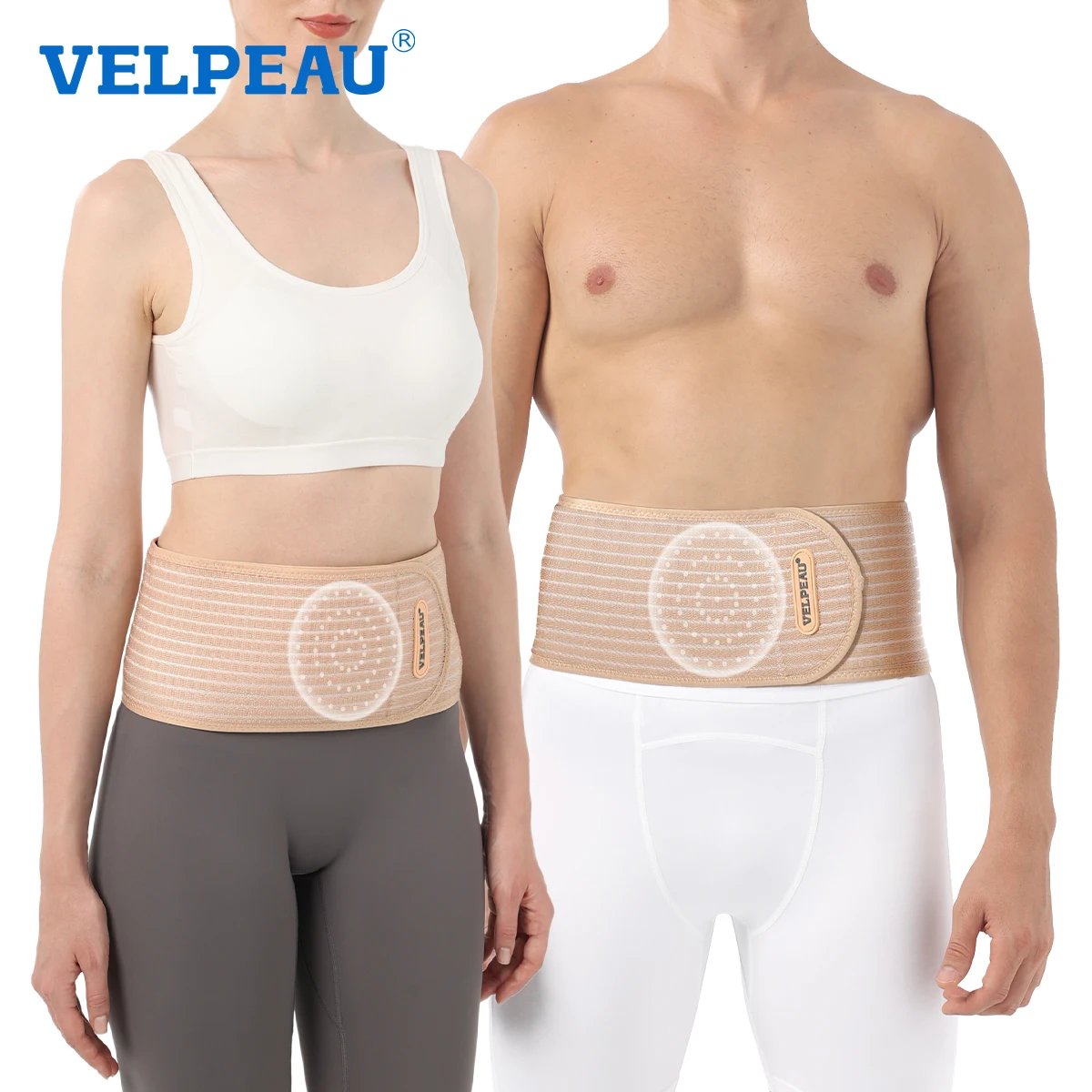 VELPEAU Umbilical Hernia Belt for Epigastric Incisional and Navel Hernia, Adjustable Abdominal Binder with Compression Pad