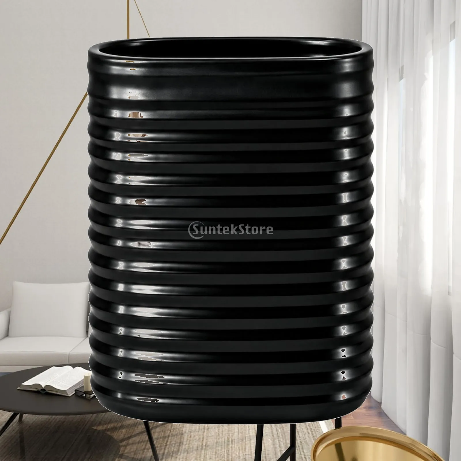 Large Ceramic Flower Pot Cylindrical Decorative Vessel for Home Office Hotel Tabletop