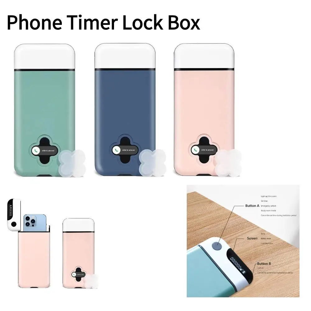 

Cell Phone Lock Box with Timer for iPhone Android Android Portable Students Self-discipline Timing Lock Prevent Phone Addiction