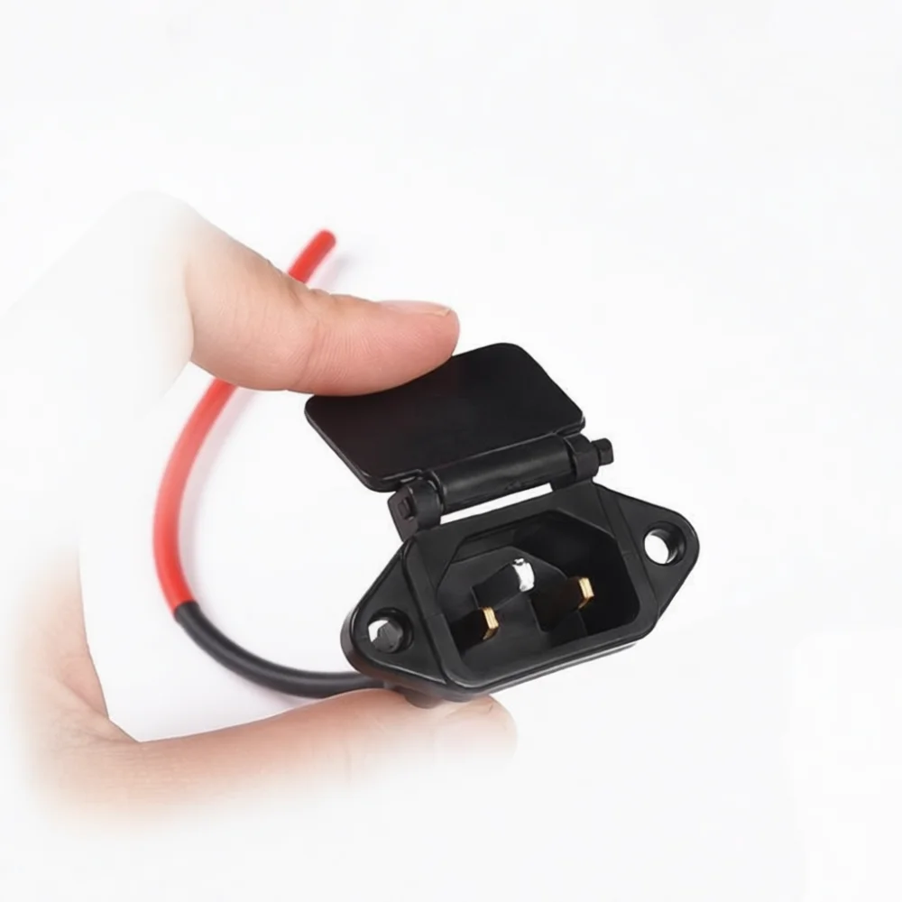 E Bike Battery Charger Port 3 Hole Power Socket Auto Closing Lid Waterproof Dustproof Charger Connector For Electric Vehicles