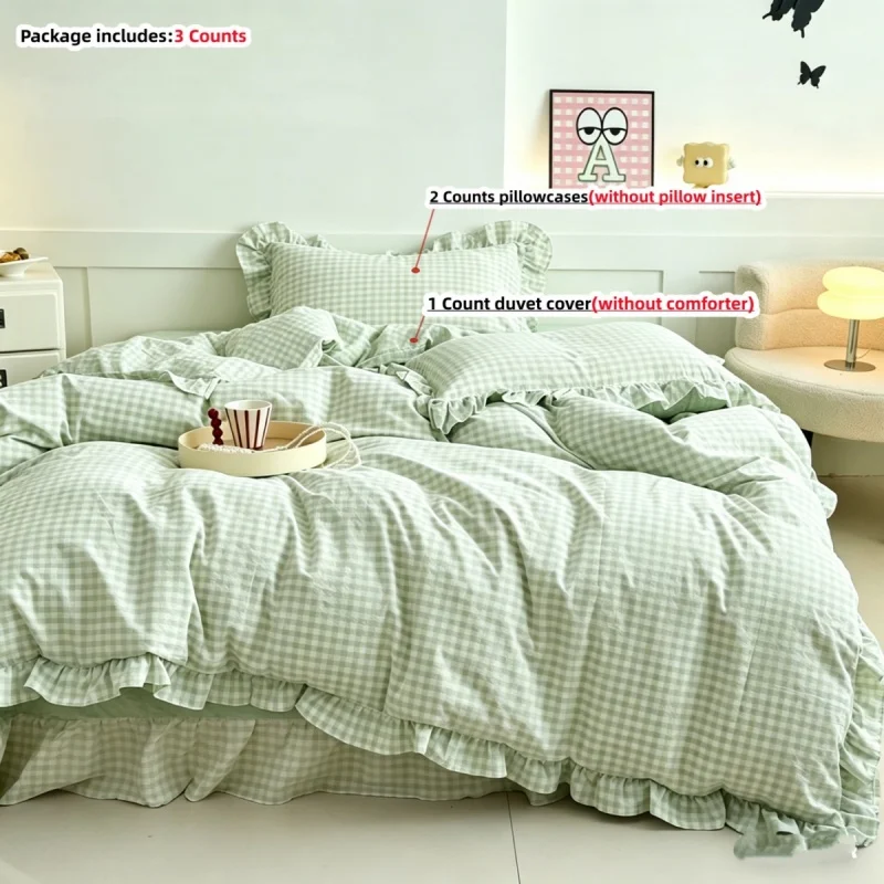 3pcs stripe print Duvet Cover Set (1*Duvet Cover + 2*Pillowcase, Without Core),soft fabricBedding Set