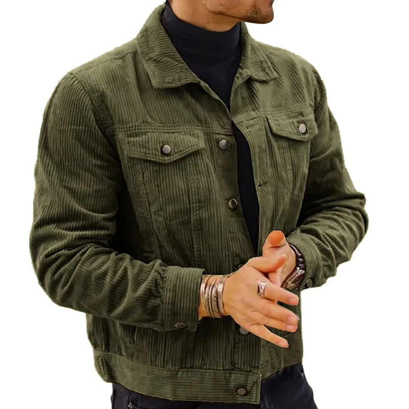 

Male Fashion Coats Spring Autumn Men Corduroy Jacket Slim Fit Vintage Style Male Casual Zipper Coats Fashion Long Sleeve Outwear