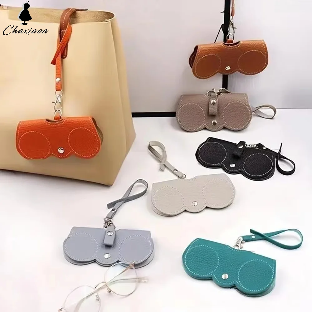 1pc Litchi Embossed Glasses Cover Hanging PU Leather Sunglasses Reading Glasses Storage Bag Portable Travel Eyewear Holder