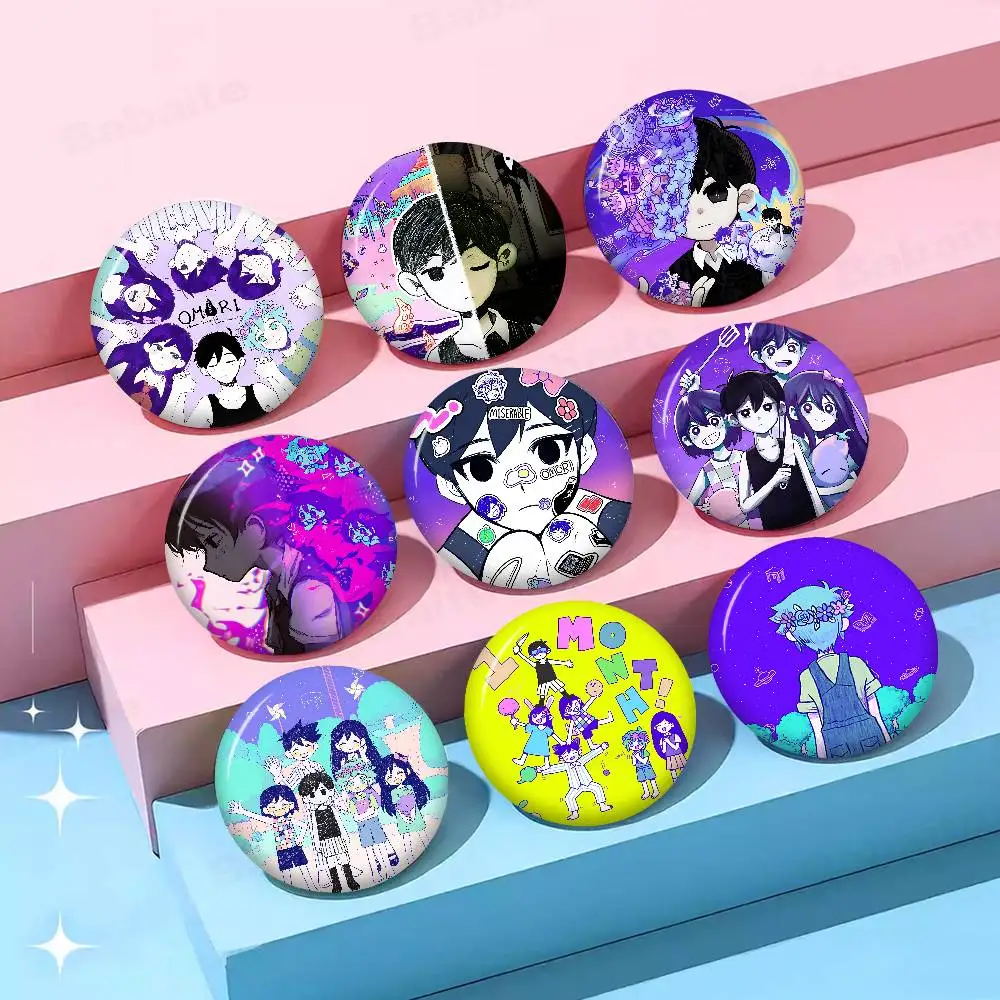 Game Omori Sunny and Mewo Soft Button Pin Bright Printed Icon Gift For Friends Badge Collar Brooch Lapel Pin Metal