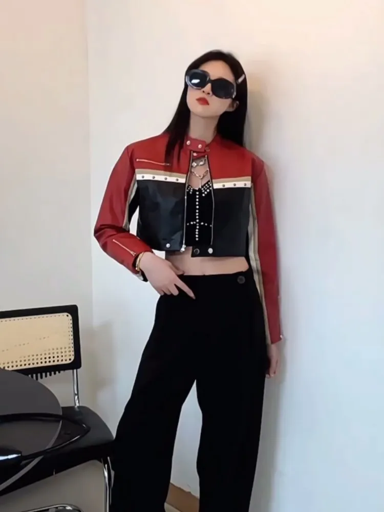 

Байкерские куртки, женская куртка с капюшоном, розовая, с рюшами и бахромой, мини-кавайные подростковые, милые, молодежные, художественные, на Хэллоуин, Рождество, простые