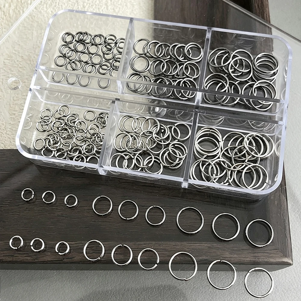 1Box Multi‑Size Connector Rings Nail Decor Silver/Mixed Color Metal Open Jump Rings Nail Charms Punk Y2K Nail Piercing Supplies*