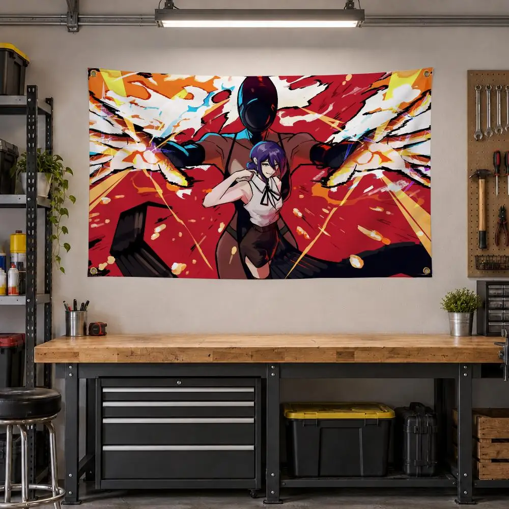 Anime Chainsaw Man Dark Fantasy Flags Personalized Banner Flag Room Dorm Camping Picnic Garage Bar Outdoor Wall Decor