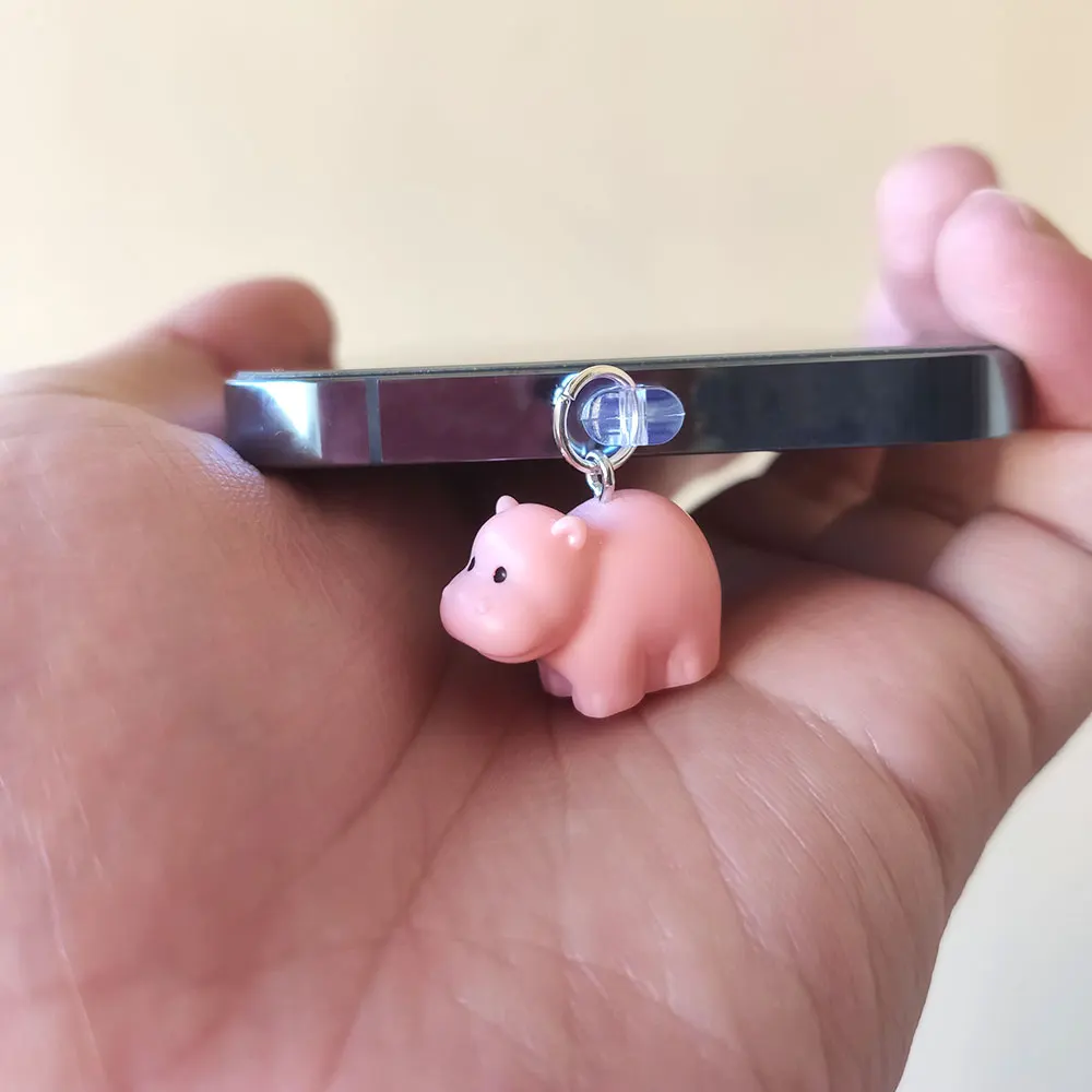 

Mobile Phone Dust Plug Pendant Cute Hippo Decoration For Type C& Lightening Port