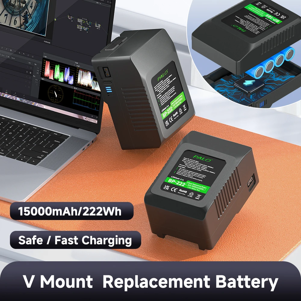 PALO 15000mAh V Mount V-Lock Batería BP-222Wh V Lock Batería para cámara Sony Blackmagic URSA teléfonos inteligentes portátiles