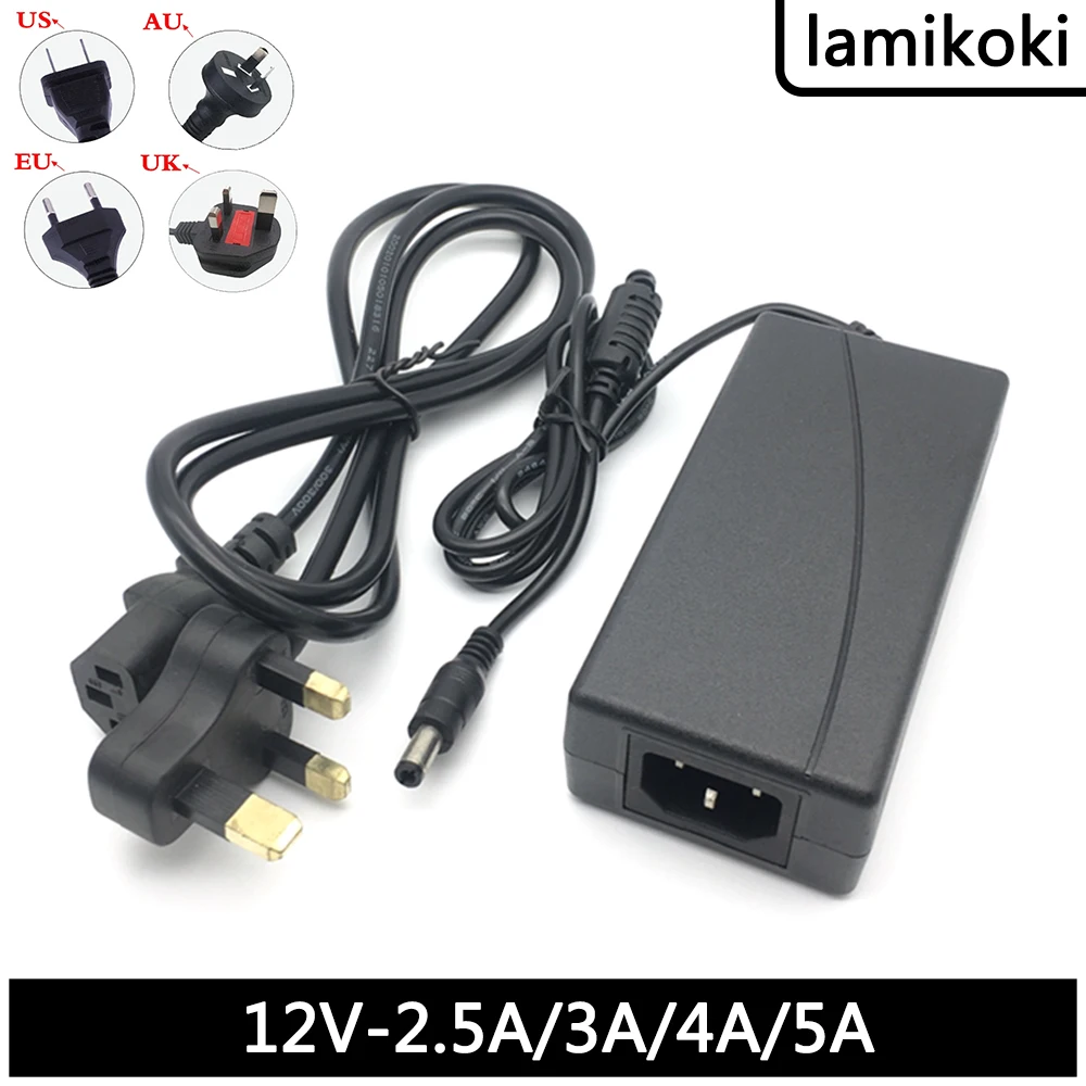 British Standard Two-wire 12V 2.5A 3A 4A 5A 12V British Standard Port LCD Monitor Monitoring LED Power Adapter