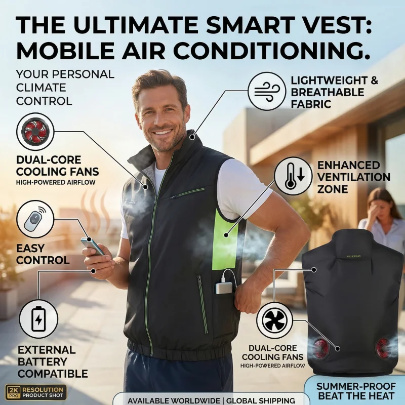 

Summer Cooling Fan Jacket Men Casual Air Conditioner Vests USB Charging Outdoor Refrigeration Sleeveless Clothing Labor Uniforms