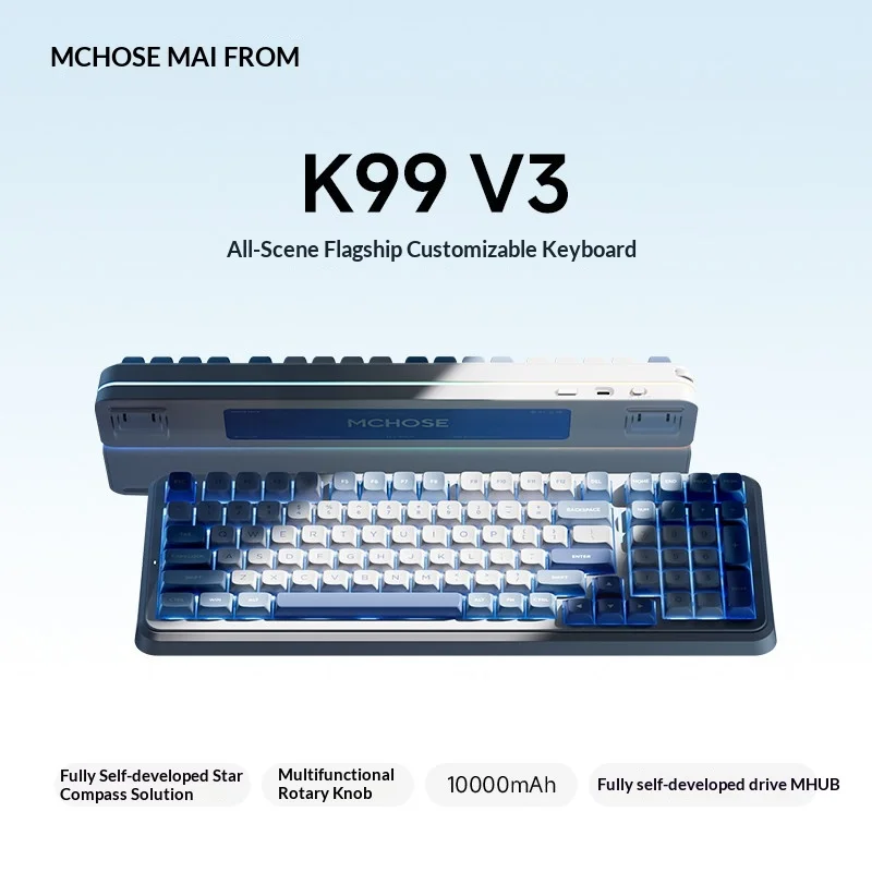 MCHOSE K99 V3 Customizable Mechanical Keyboard Mode Wireless Bluetooth 10000mAh Multifunctional Knob For Gaming Office Laptop
