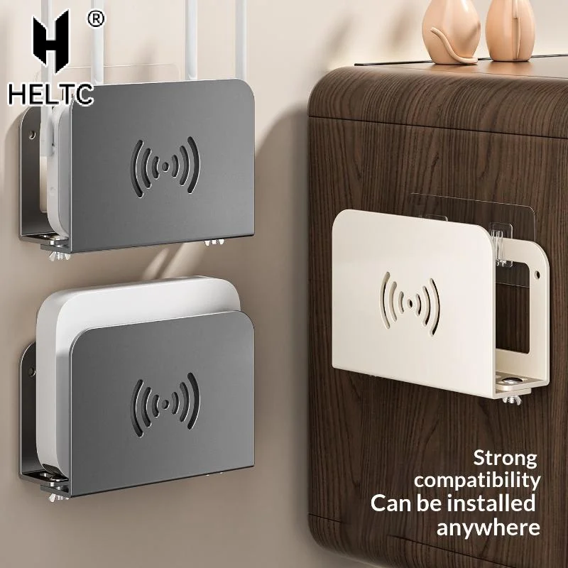 Wall Mounted WiFi Router Holder No Punch Installation Heat Dissipation Holes For Home Office