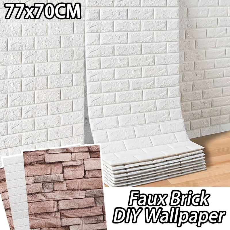 European Style Faux Brick Wallpaper for Kitchen Bedroom Living Room Wall Decoration Vinyl Panels Self Adhesive Wall Stickers