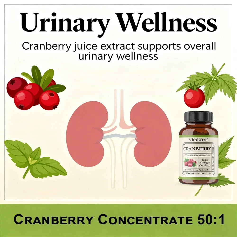 Cranberry Supplements, Enhance Immunity, Antioxidant, Benefit Urinary Tract Health, and Promote Kidney Health, 120 Capsules