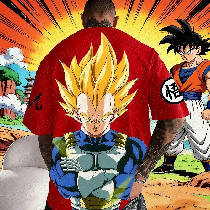 2026 Dragon Ball Goku Printed Cotton Short-sleeved Loose Men's and Women's Summer Breathable Sports Round-neck T-shirt
