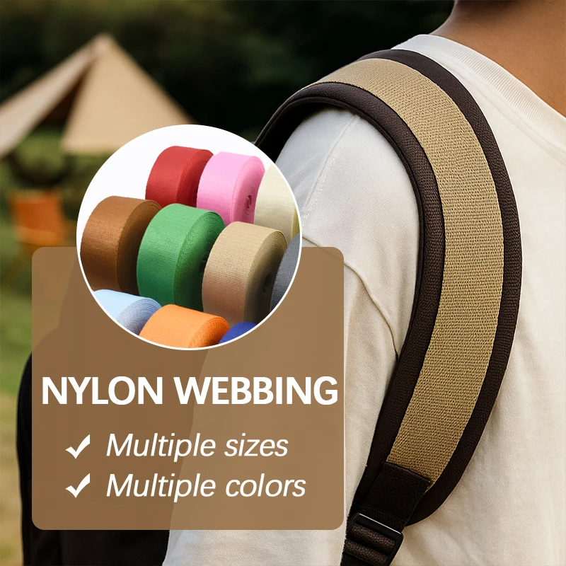 

2-10M 38mm 1.3mm Thick Polyester Webbing Band Bag Shoulder Strap Tape Pet Collar Ribbon Bands Bias Binding Sewing Accessories