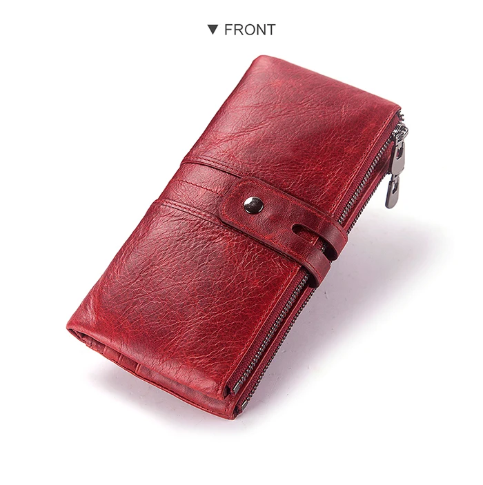KAVIS Damen-Geldbörse, echtes Leder, lange Clutch mit RFID-blockierendem Kartenhalter, Reißverschluss, Münzgeldbörse, große Kapazität, Handytaschen – Detail 12