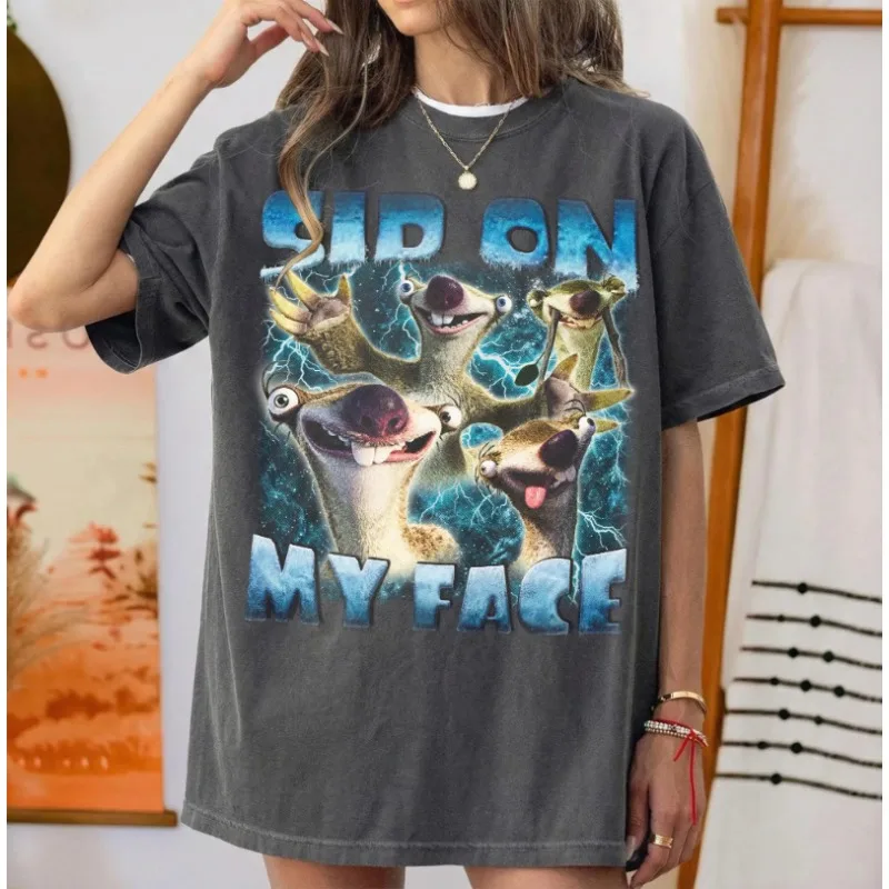 Sid On My Face Meme T-Shirt, Funny Ice Age Shirt, Retro Ice Age Movie Graphic Tee, Sarcastic Offensive Humor Shirt