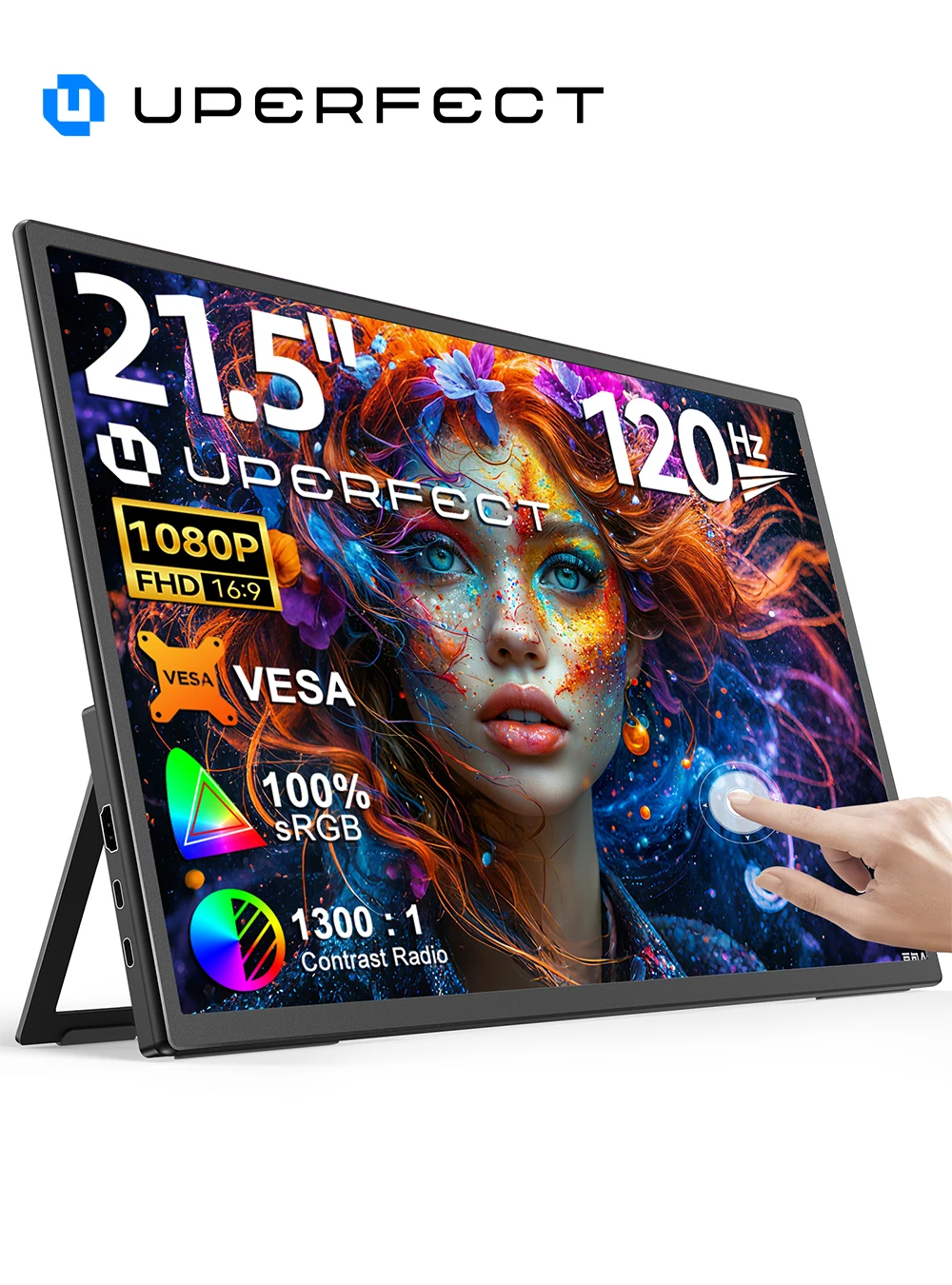 UPERFECT UMAx 21 Tela de computador touchscreen 21,5 polegadas 120 Hz 1080P com HDMI Tipo C Monitor externo portátil para laptop PC Mac Telefone PS5 Console de jogos