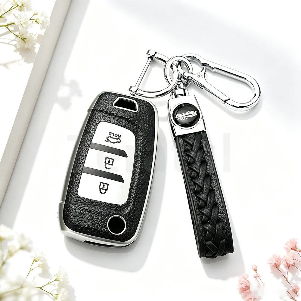 TPU Leather For Hyundai Elantra Solaris Tucson i30 i35 i40 KONA Genesis Santa Fe Azera Holder Shell Fob Car Flip Key Case Cover