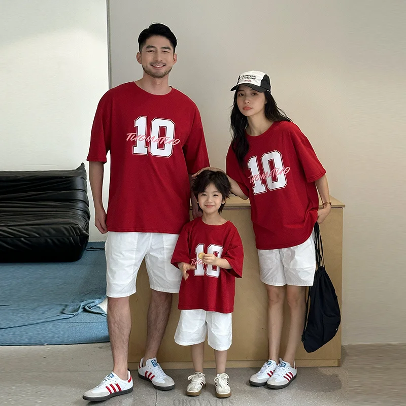 Dad Mom and Baby Matching Clothes Set Father Mother and Daughter Son Summer Vacation Clothing Set Couple Kids Family Look Wear