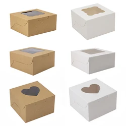 10Pcs White Kraft Paper DIY Gift Box With Window Wedding Birthday Party Decoration Cake Packaging Box Event Party Case
