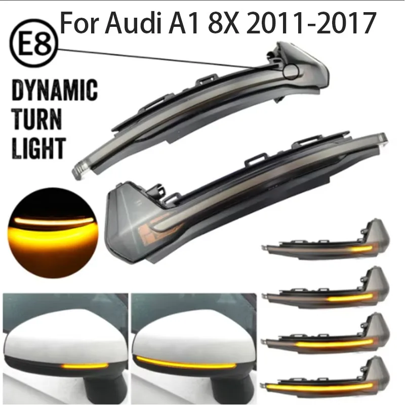 

For Audi A1 8X 2011-2017 LED Dynamic Turn Signal Light Flowing Blinker Indicator Smoked Black Housing Blue/Yellow Accessories