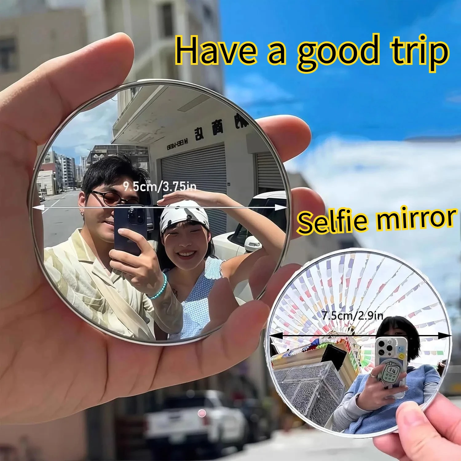 Travel Selfie photo mini round mirror, Mirror Portable Makeup,reflective mirror, spherical mirror, portable wide-angle lens