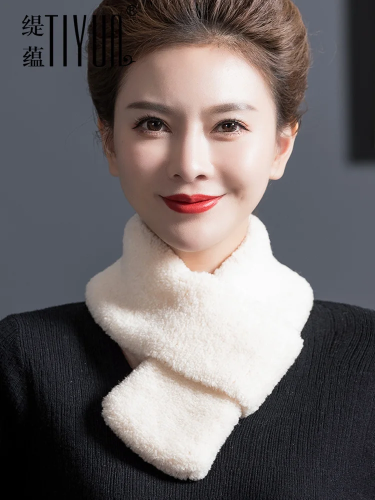 厚手のウールスカーフ韓国風ショートニットプラッシュネックウォーマー秋と冬に多用途に使える保温スカーフ